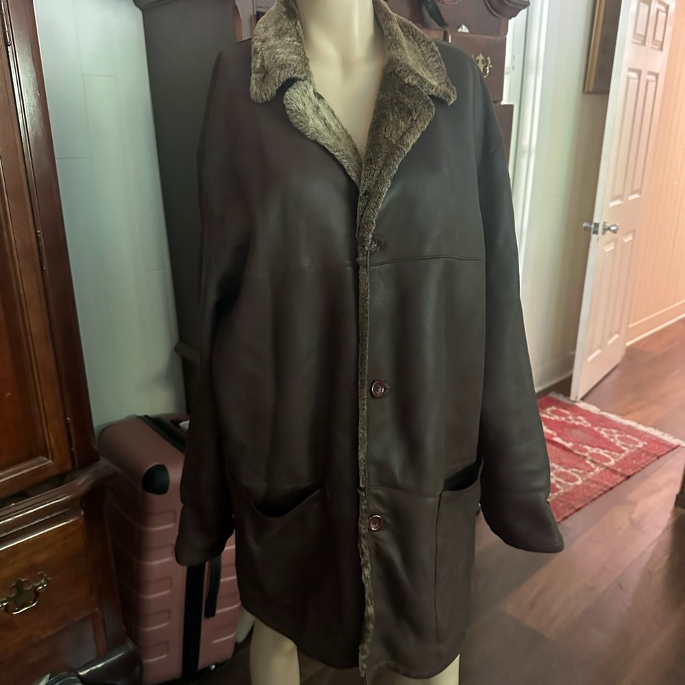 Via Veneto Dark Brown Jacket with Fur Trim